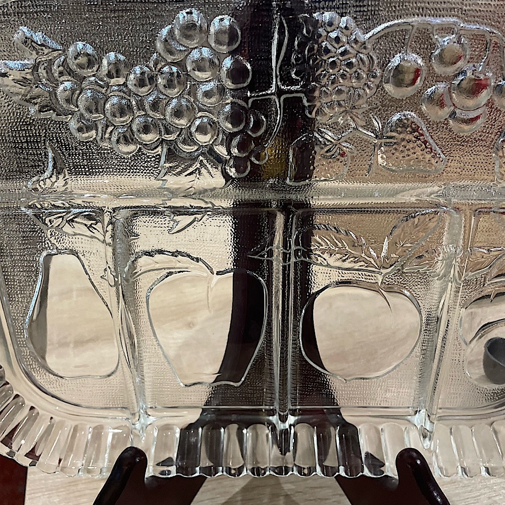 Vintage Indiana Crystal Divided Glass Dish